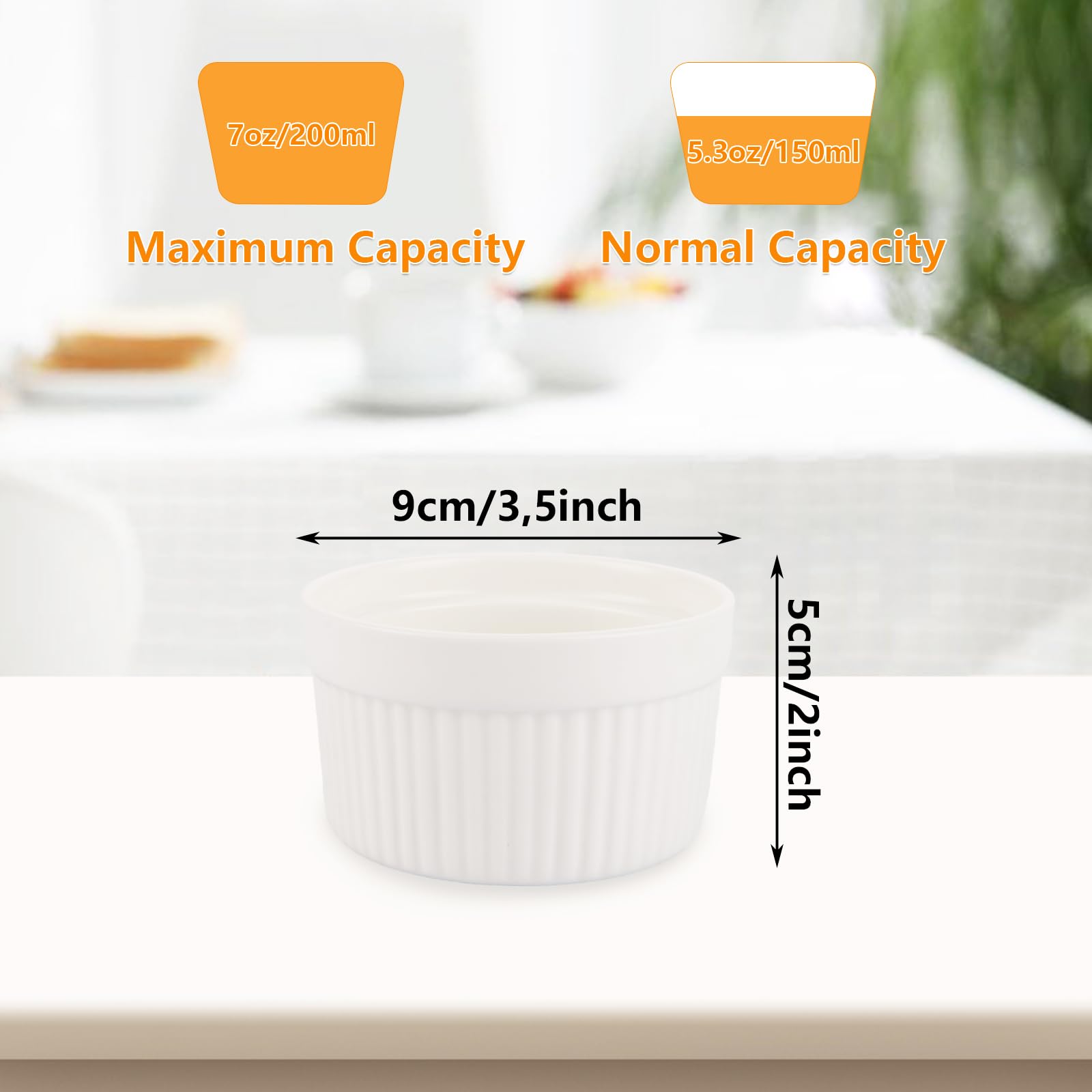 Souffle - Juego de 12 moldes para horno (200 ml, cerámica para hornear y servir, mini moldes de porcelana multicolor para postres, magdalenas, pasteles)