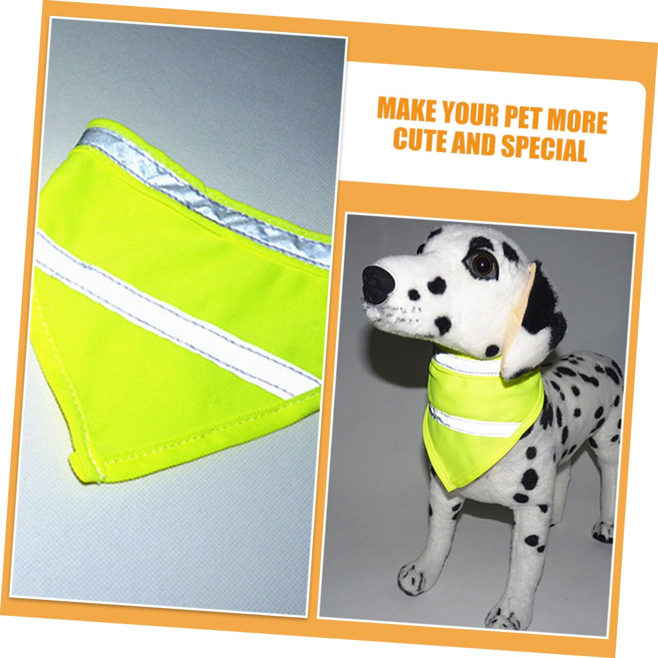 Lot De 2 Foulards/Bandanas Réfléchissants Pour Chien - Sécurité Nocturne, Lavables - Taille S (environ 42x16.5 Cm) - Couleur Orange