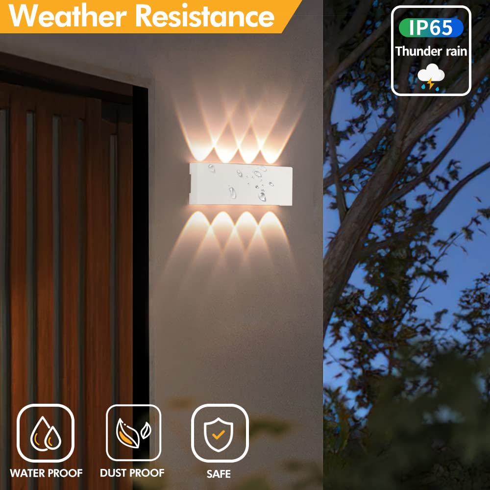 FUPE 2 Pack Lampada da Parete Esterno/Interno LED Applique da Esterni 16W 1600LM Up Down Faretto da Parete IP65 Impermeabile Moderno Lampade Muro Alluminio Bagliore su e giù (Bianco 3000K luce caldo)