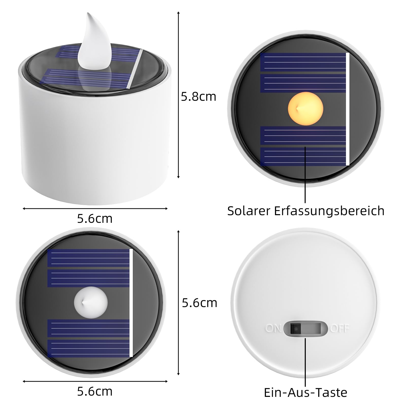 Candele Solari LED Per Esterni Con Luce Tremolante | 6 Pezzi Impermeabili Senza Fiamma | Luce Da Giardino E Terrazzo - 3