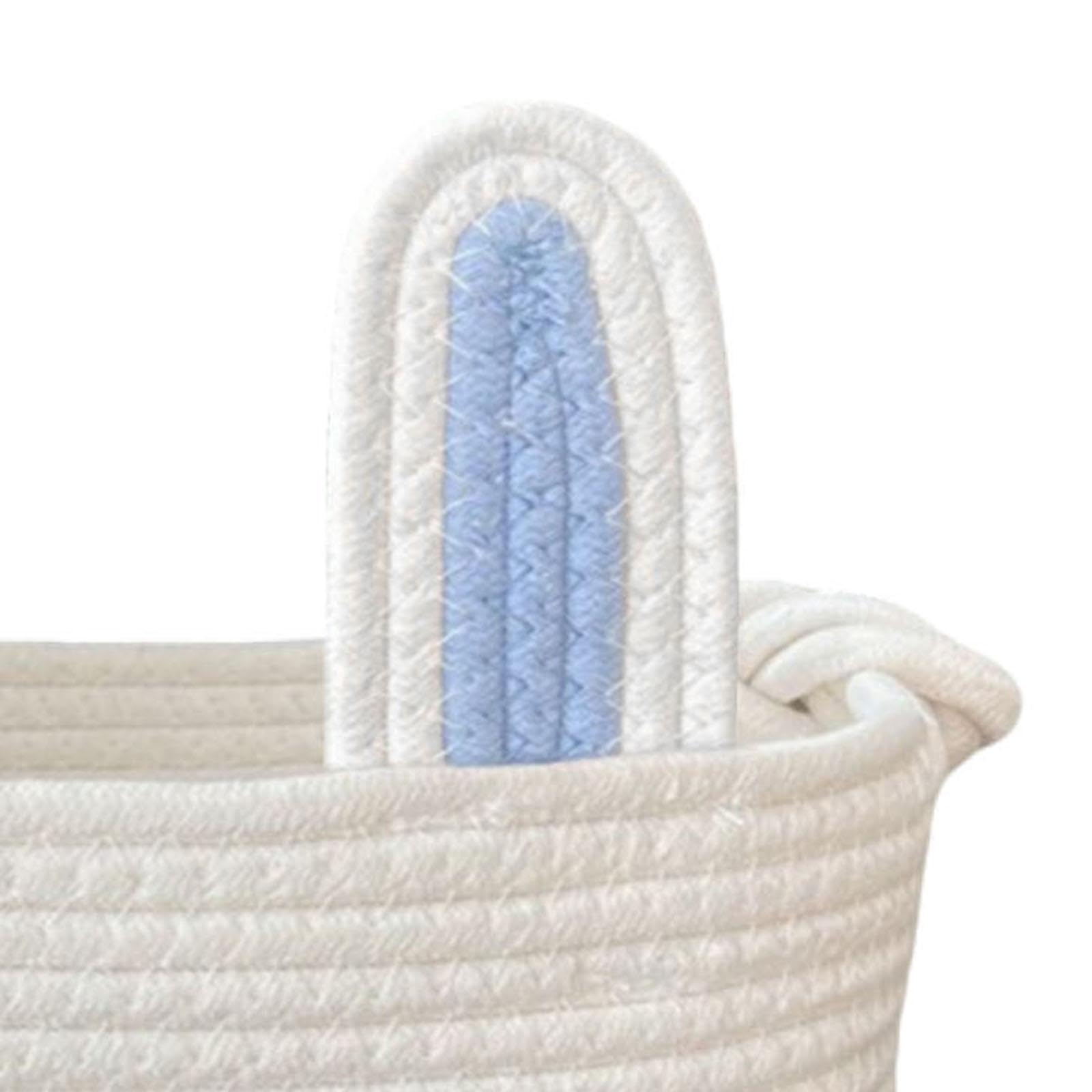 Harilla Osterkorb mit Hasenmotiv, Eierbeutel für, Geschenkkorb, leer, handgefertigt, Haseneimer, Tragetasche, gewebter Korb für, Blau Und Weiß
