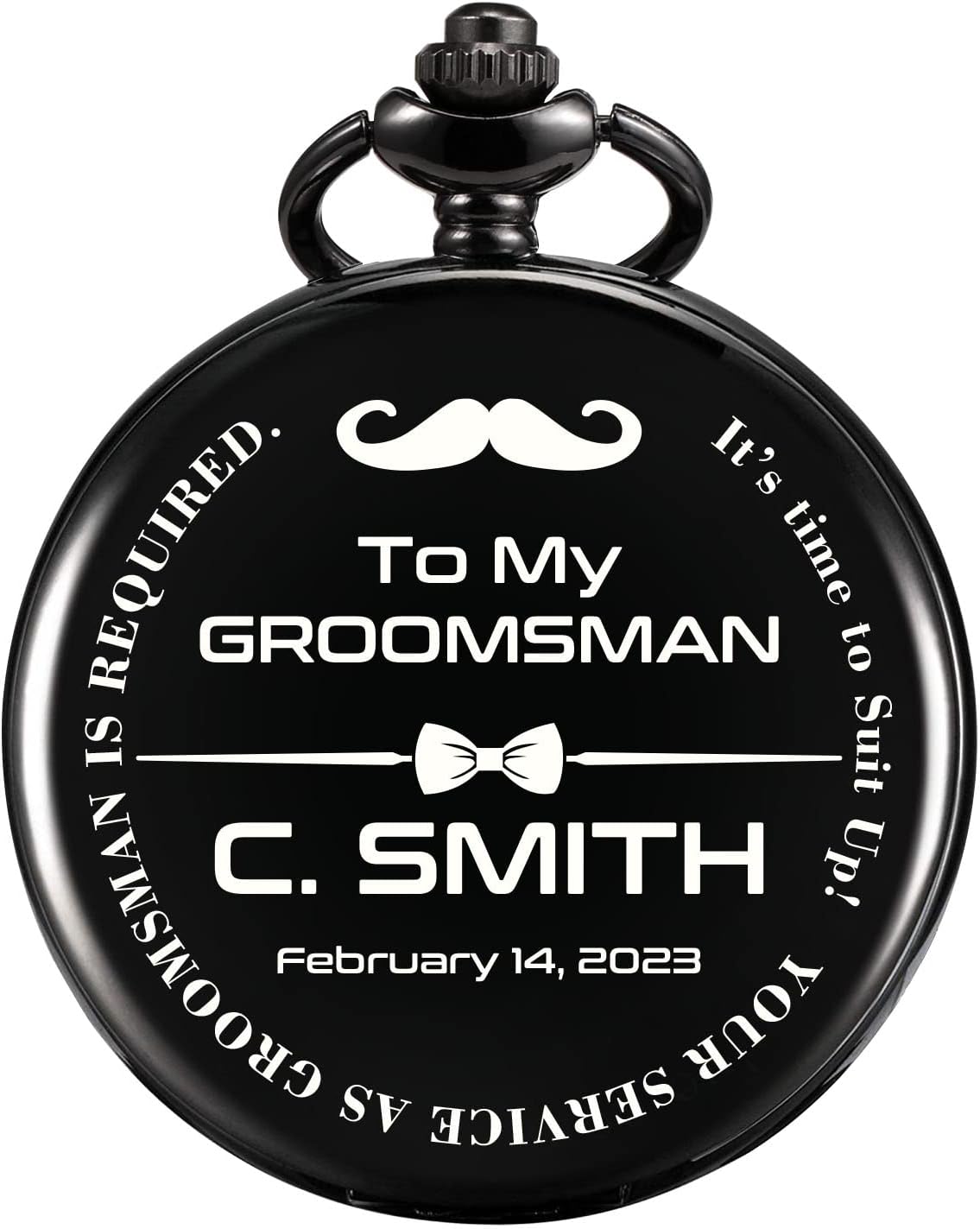 TREEWETO Personalized Pocket Watch for Groomsmen Best Man Custom Engraved Pocket Watches Proposal Gift for Man Wedding Gifts, Groomsman Gifts for Men