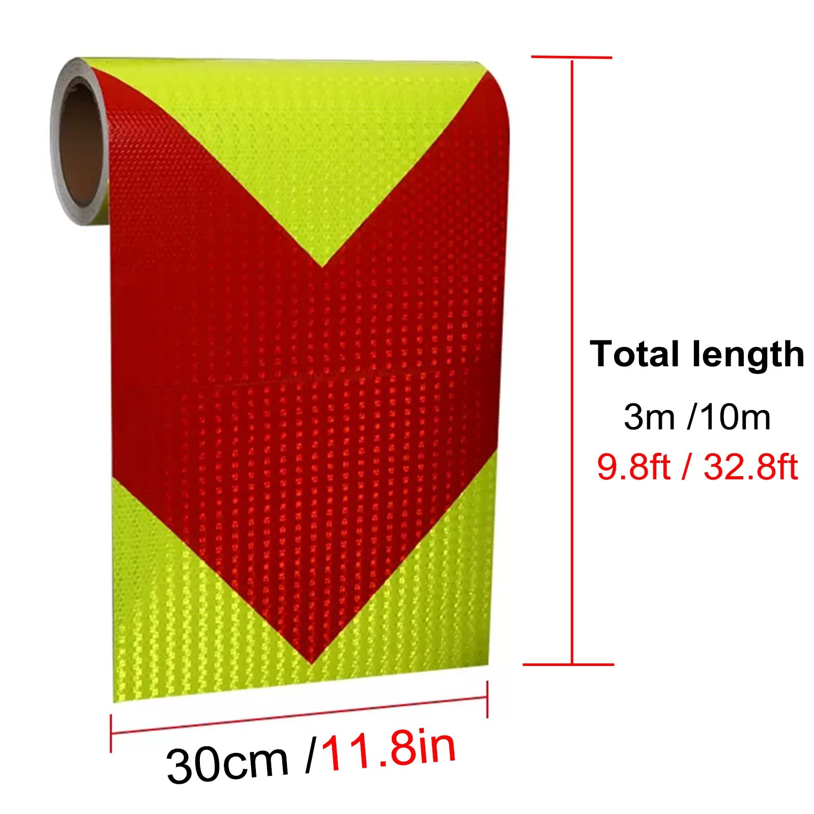 Nastri di segnalazione sicurezza Impermeabile Nastro Riflettente Notturno, All'aperto Freccia Riflettore Adesivo per Segnaletica Stradale/Cantiere/Garage, 30cm di Larghezza ( Color : C , Size : L 3m/9