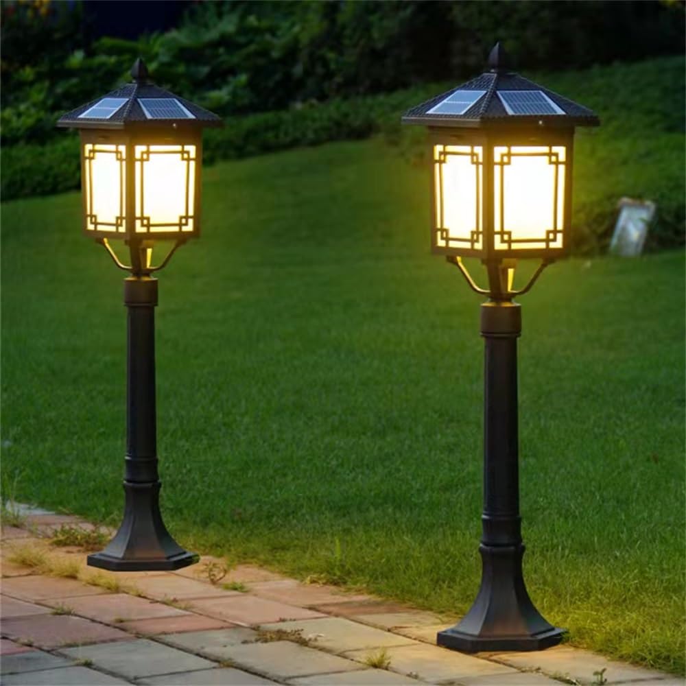 Lampada Solare da Giardino contemporanea, Impermeabile, Ideale per Ville, Giardini, Cortili e quartieri residenziali (Stile 9, Altezza 85 cm, 1 Pezzo).
