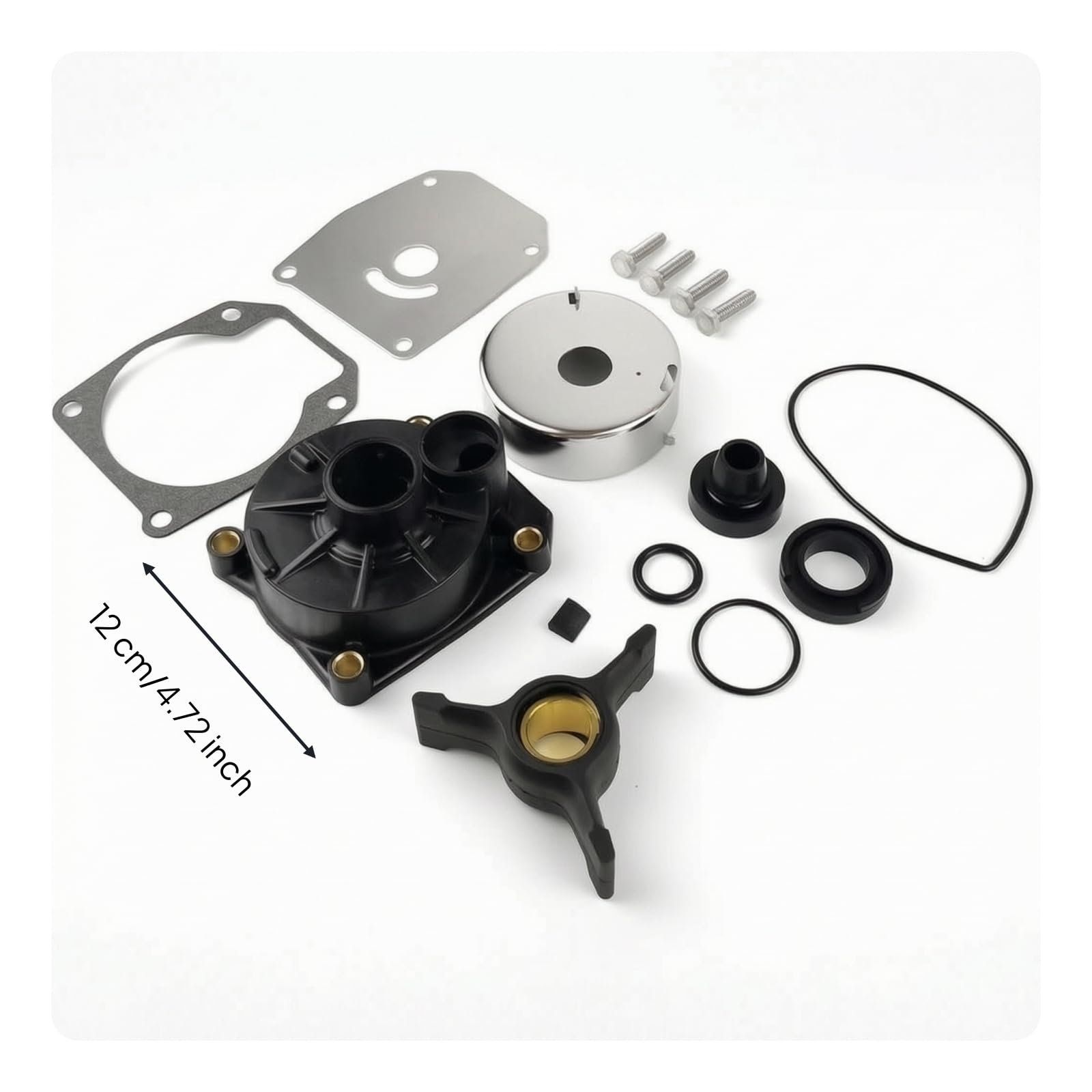 Colcolo Kit Riparazione Girante Pompa Acqua con Alloggiamento Pompa Coperchio Metallico Guarnizioni O- E Viteria Costruzione in Plastica Metallo Gomma Adatto