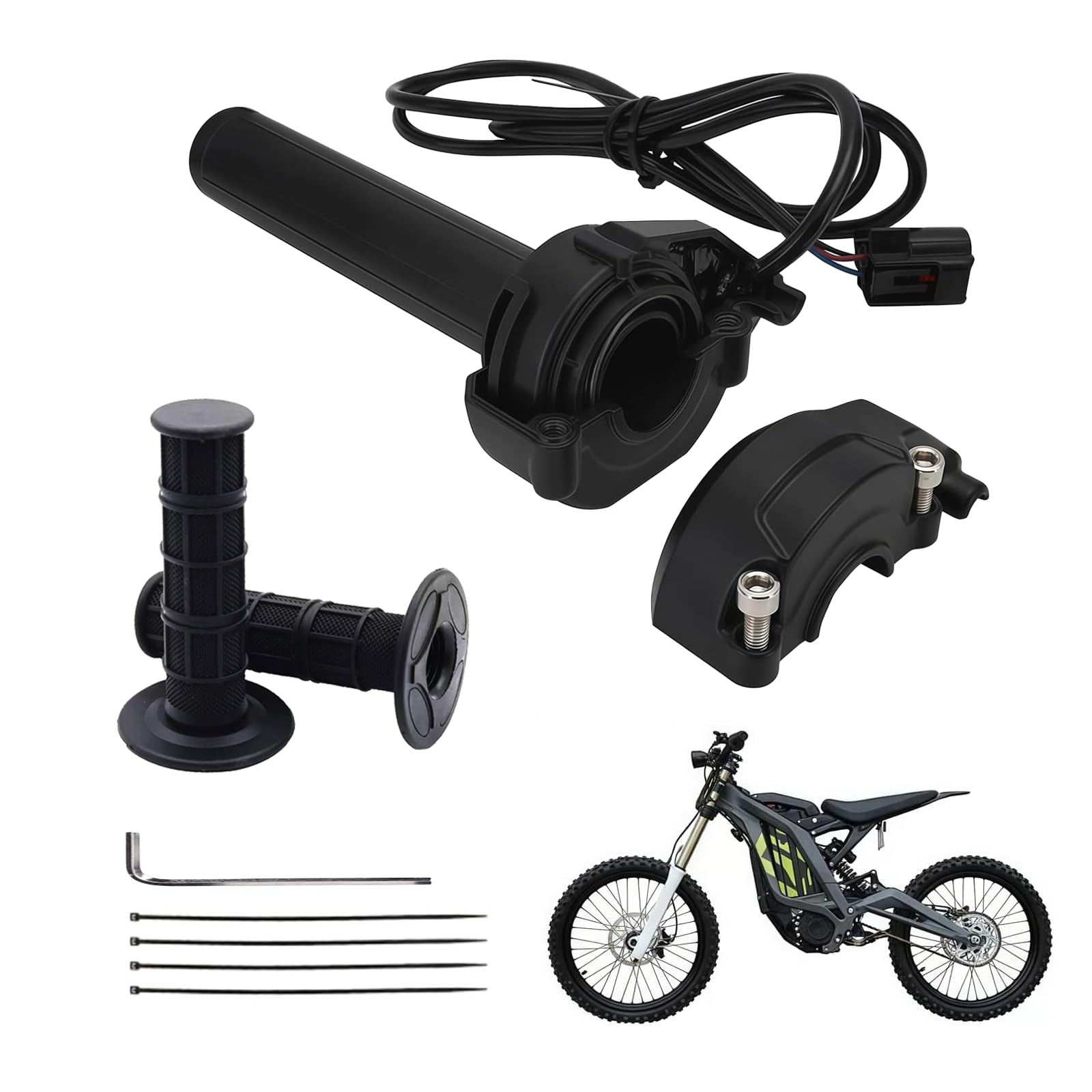 Surron Throttle Handle, Full Twist Throttle with Rolling Bearing with Handlebar Grip Cable Kit Compatible with Sur Ron Light/Bee/X/S / X260 Electric Dirt Bike