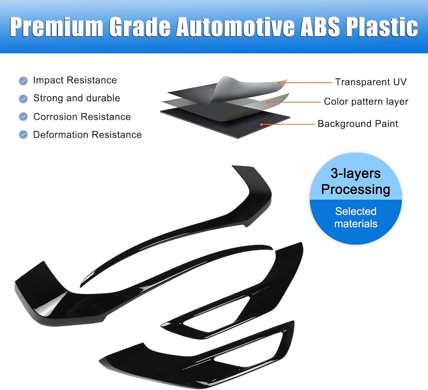 Front Grille Fog Light Trim Cover Compatible with Mitsubishi Outlander 2023 2024 Accessories, 4PCS Outlander Front Grille Side Bumper Trim Strip ABS Plastic (Glossy Black)