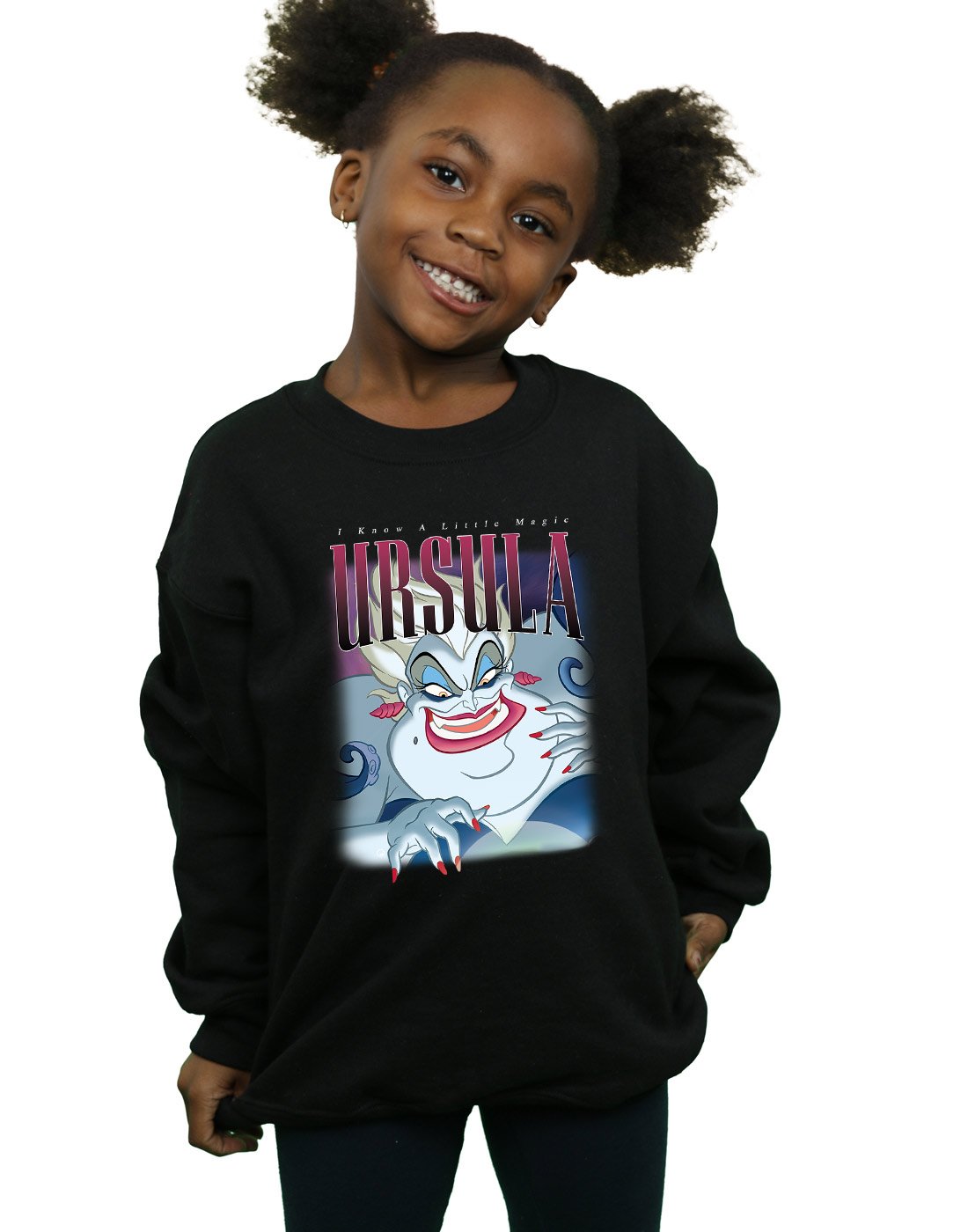Disney Girls The Little Mermaid Ursula Montage Sweatshirt Black 5-6 Years