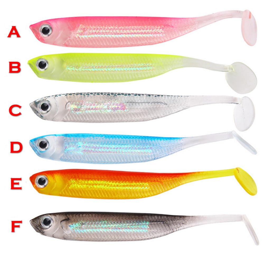 PVC Shad Colorful Reflective Soft Bait(7cm/2.75in,2.2g/0.077oz./pcs 6 Options de Couleur)
