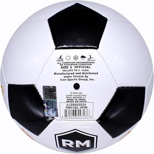 Miniatura 3 de Icon Sports Compatible con pelota de fútbol del Real Madrid, con licencia oficial, tamaño 5