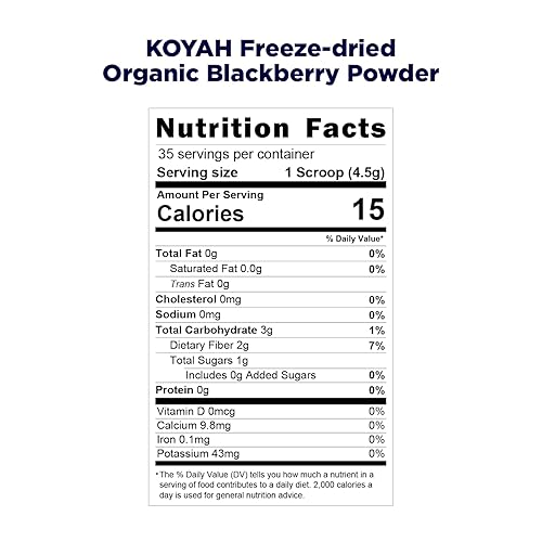 Miniatura 4 de KOYAH - Polvo orgánico de mora 35 porciones (1 cucharada  14 taza fresca) liofilizado, polvo de bayas enteras, crudo