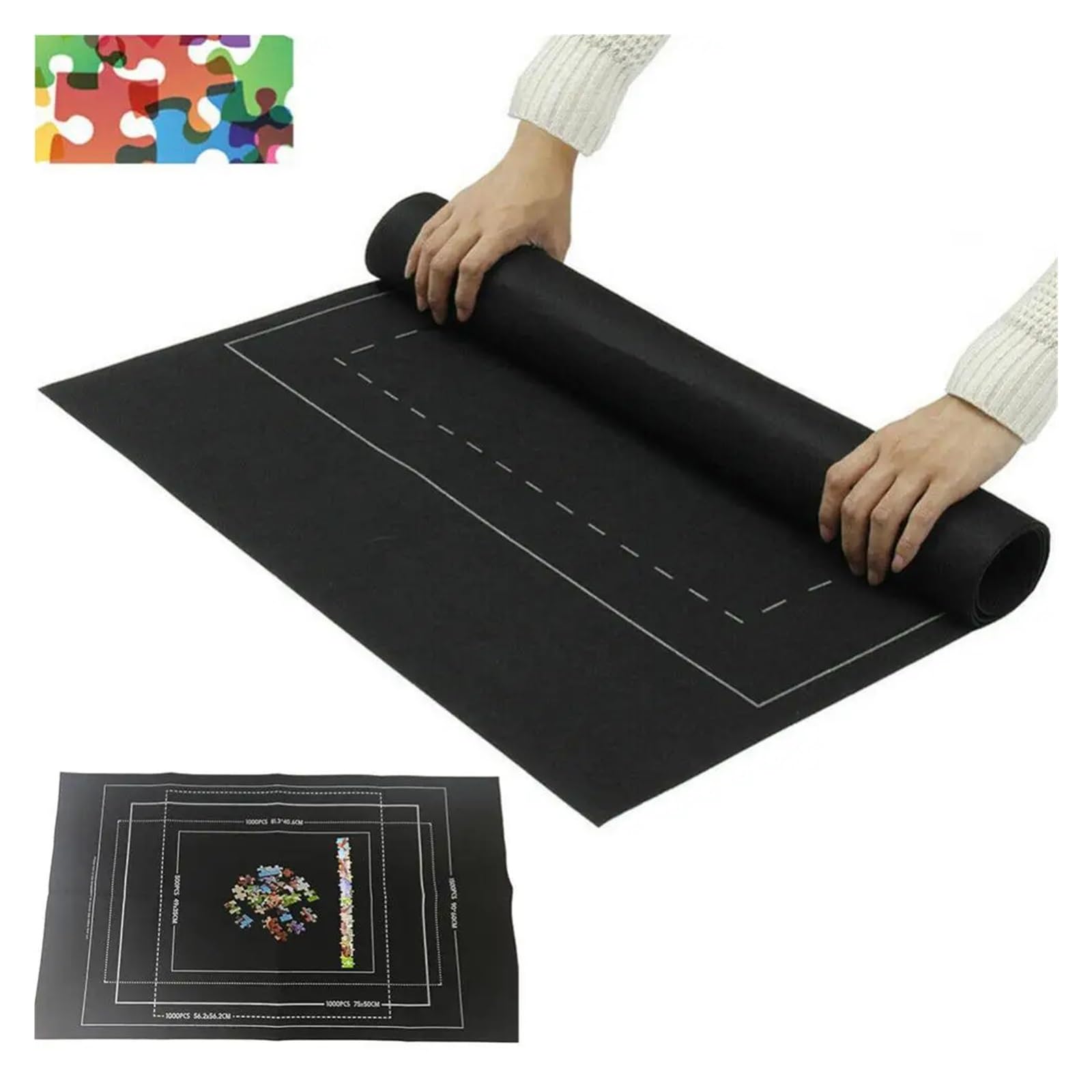Tappetino da Gioco in Feltro Portatile da 1 Pezzo, Arrotolabile, for riporre Puzzle da 1500/2000/3000/6000 Pezzi, Borsa da Viaggio for riporre i Puzzle. per Puzzle, Giochi