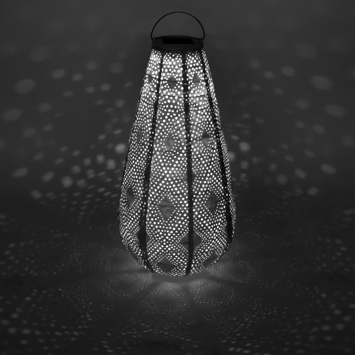 VONROC Lanterne solaire à LED Luna Drop – Éclairage de jardin solaire - 400x200mm – Givre - Fait-main - Luxueuse matière résistant aux intempéries