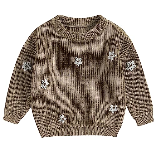 Mubineo Baby Girl Winter Clothes Cute Flower Sweater Crewneck Pullover Long Sleeve Knit Newborn Infant Sweaters