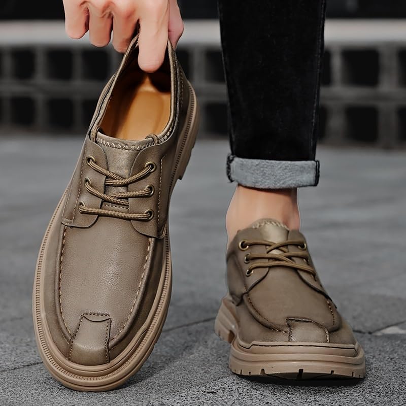 Men's Outdoor Sports Shoes Casual Rubber Shoes Low-top Lace-up Round-toed flat-bottomed Non-slip Comfortable Breathable Oxford Shoes for Men
