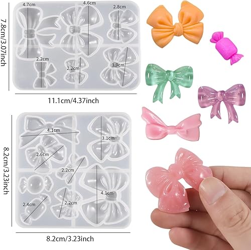 Miniatura 5 de FineInno 2 moldes de joyería de resina con nudo de lazo, molde de silicona para aretes, kit de fabricación de moldes de resina epoxi para