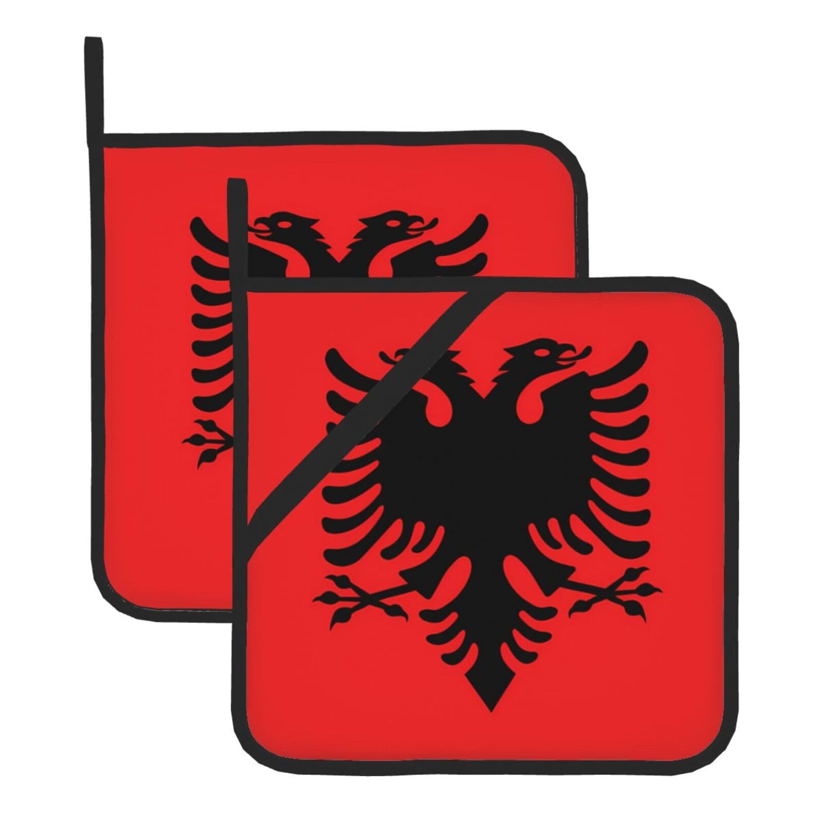 Albanian flag Square Heat Resistant Trivet Set Thick and Durable for Baking Barbecue Cookware Oven