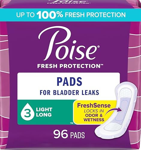 Poise Long Length Bladder Control Pad Light Absorbency Absorb-Loc One Size Fits Most Female Disposable, 48536 - Case of 96