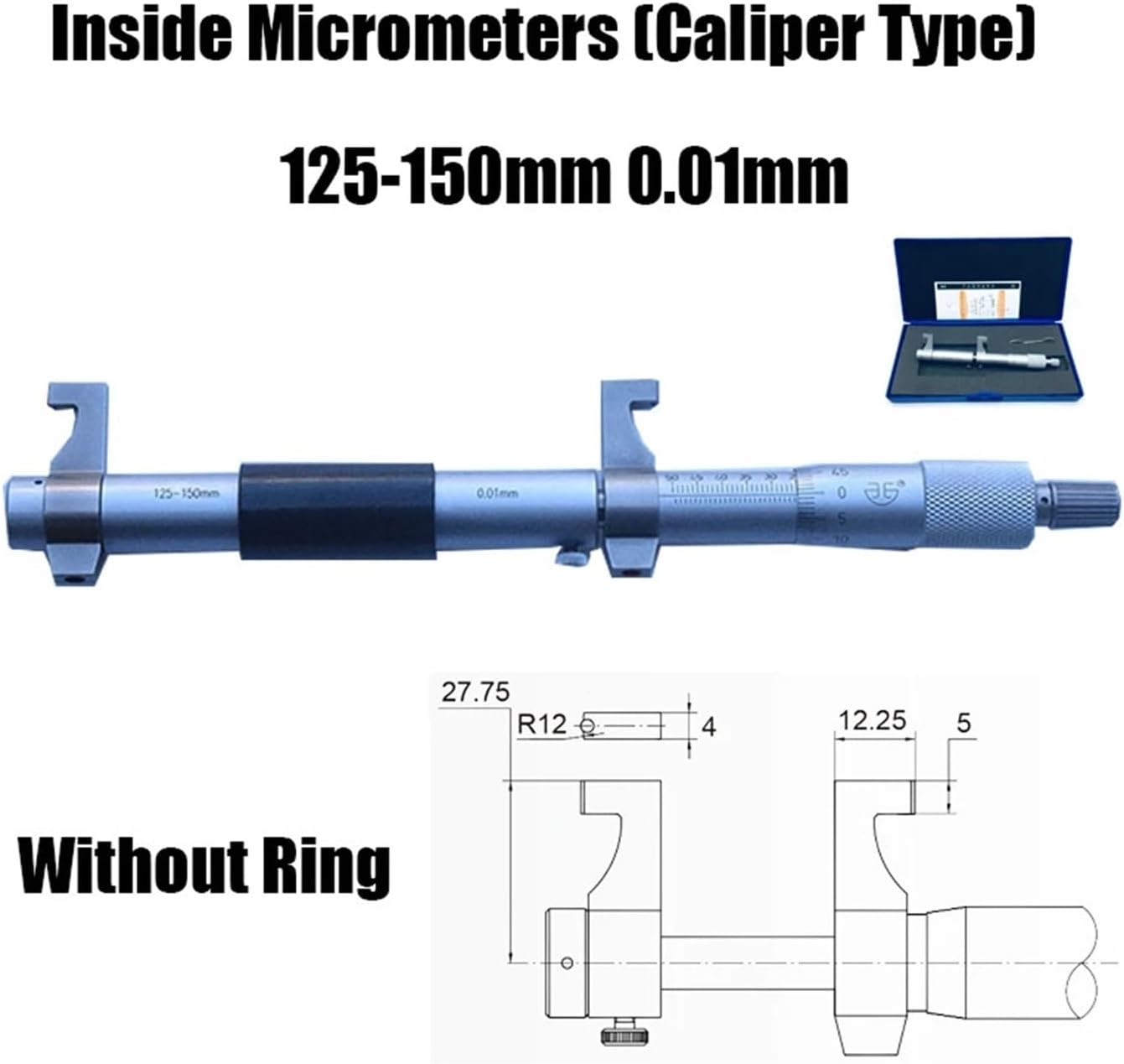Inside Micrometer 5-30mm 25-50mm 50-75mm 75-100mm 100-125mm 125-150mm 0.01mm Caliper Type Spezielle Innen mikrometer(Metric 125-150mm)