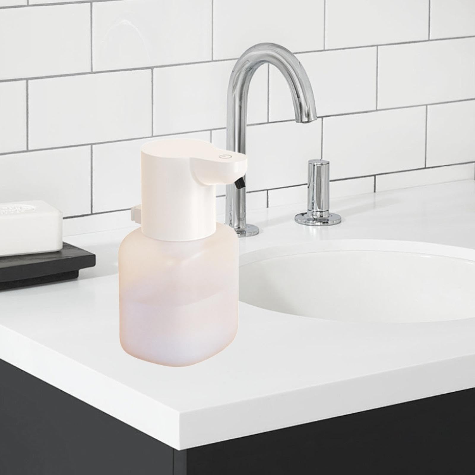 Dispensador Automático de Jabón con Inteligente Dosificador de Jabón Líquido Dispensador Sin Contacto Recargable Depósito 550ml Función Antigot, Líquido Blanco, Individual