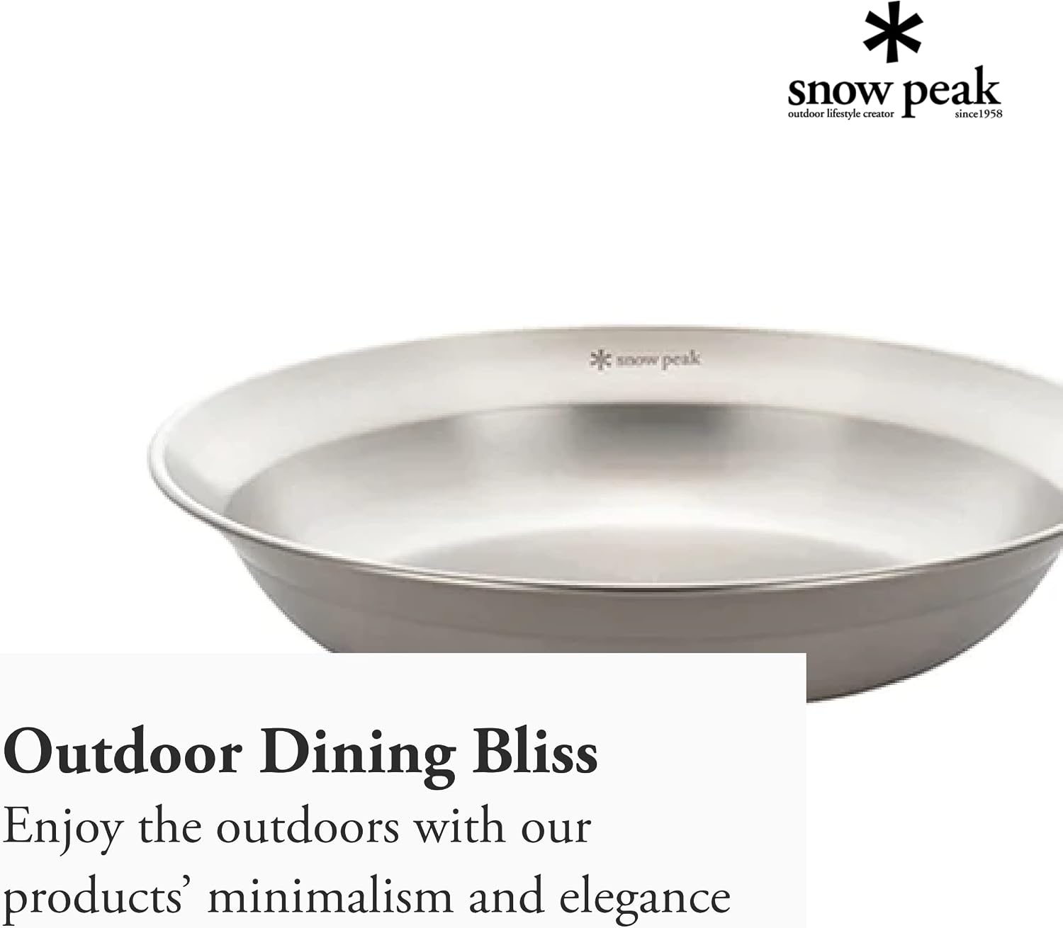 Snow Peak Tableware Dish - Lightweight, Rust Resistant, and Durable Bowl - 8.25 x 8.25 x 1.5 in