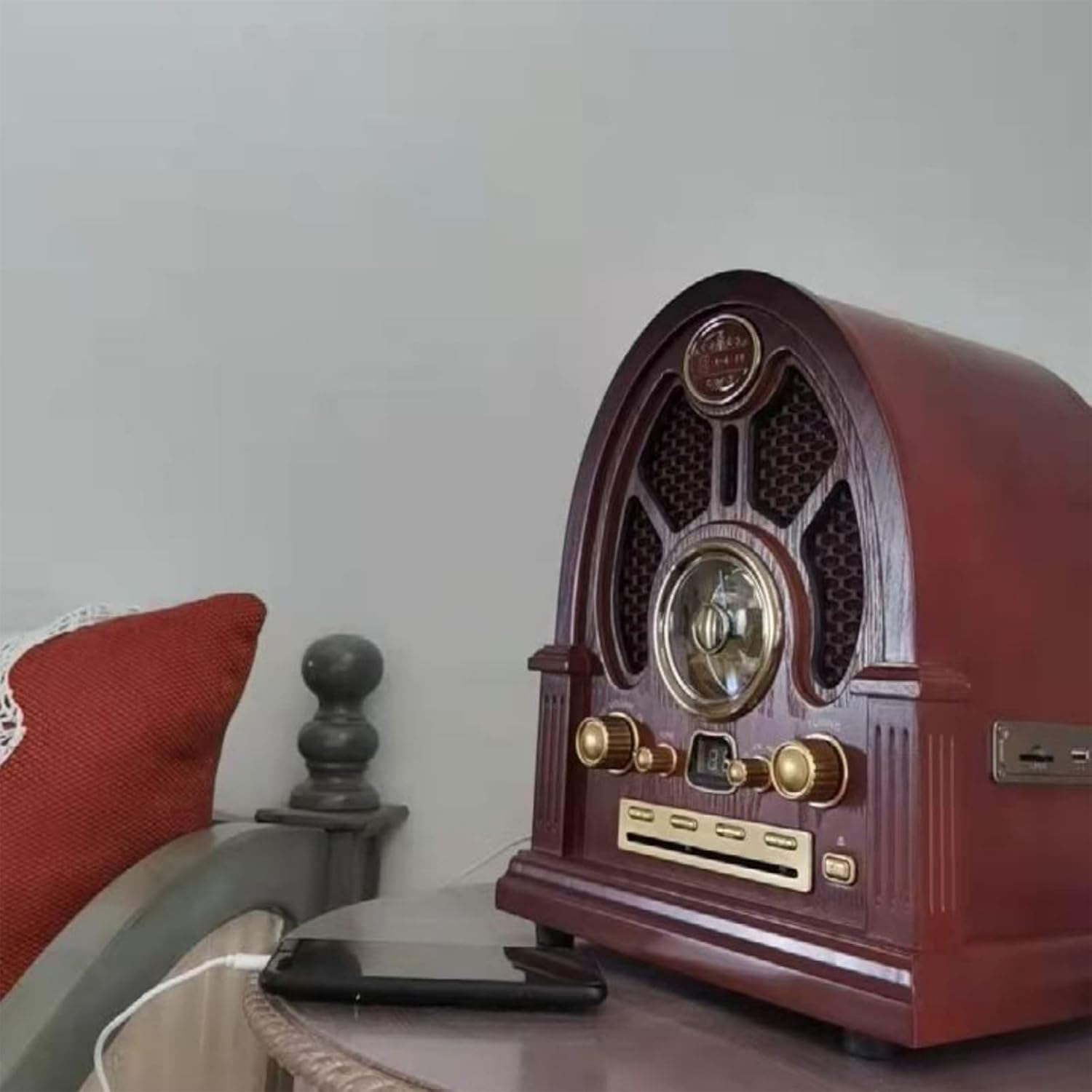 Reproductor De CD Portátil Con Radio, Altavoz Bluetooth Retro De Madera Con Cubierta De Rejilla, Rango De Frecuencia 88-108 MHz, Alcance De Conexión De 10 M, Ideal Para Personas Mayores Y Niños