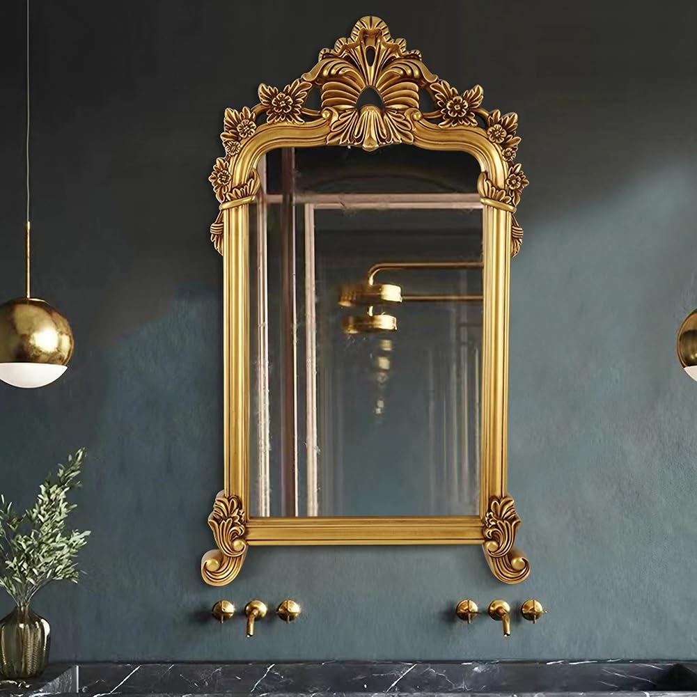Amazon.com: UMJIGF Arched Wall Mirror, Gold, 27 x 46 inch, Carved