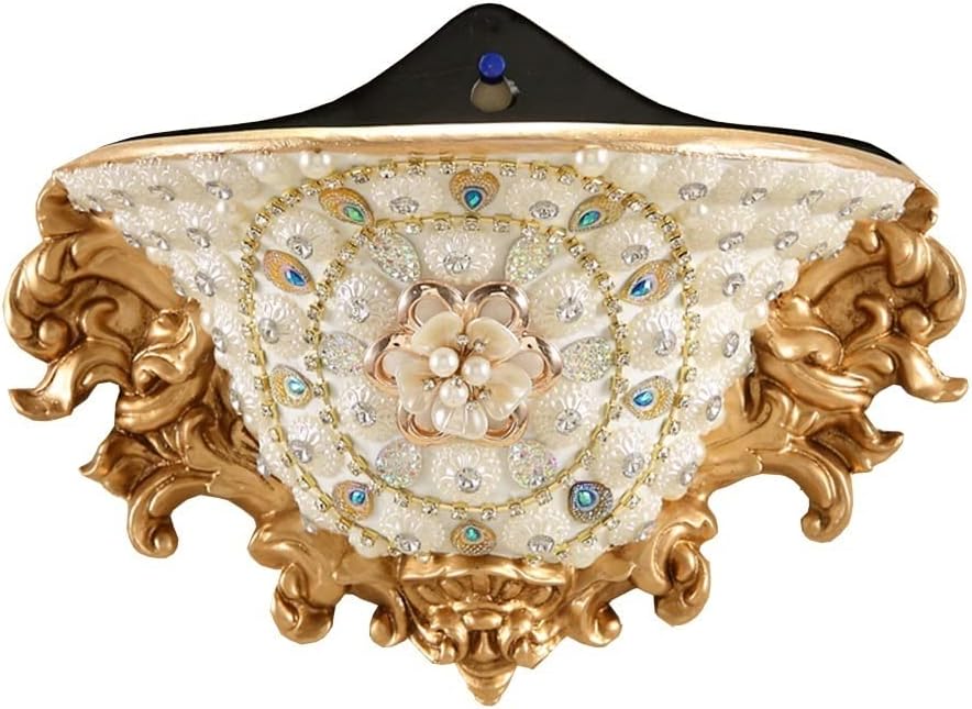 European-Style Retro Resin Wall Mount Tall Flowers Vases for Living Dining Room Bedroom Kitchen Office Hotel Wall Deco Home Decoration Decorative Hanging Planter Vase 27 × 20cm