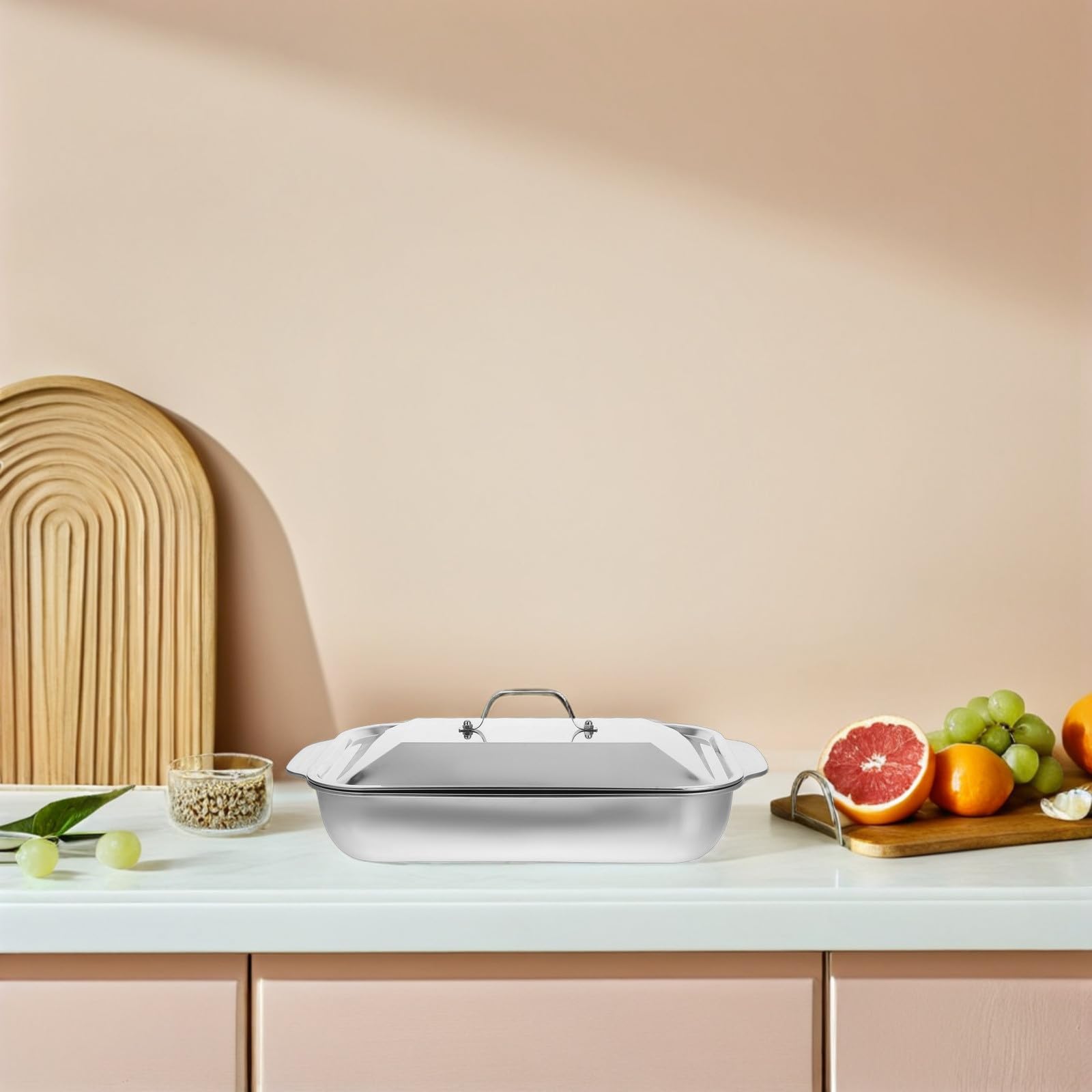Healeved Set di 2 Teglie da Forno in Acciaio Inossidabile Rettangolari con Design Facile da Pulire per Cucina Domestica