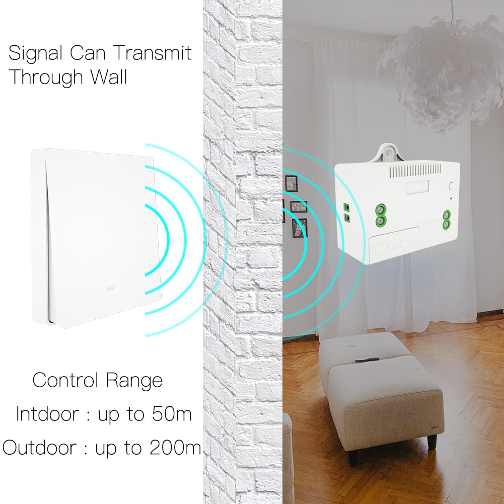 Interruptor Inalámbrico, Receptor Transmisor RF, Luz Punto De Instalación Sin Romper La Pared, 220V 10A Max 2200W, Interruptor Inalámbrico Sin Baterías (3 Receptores + 1 Interruptor con 3 Botones)
