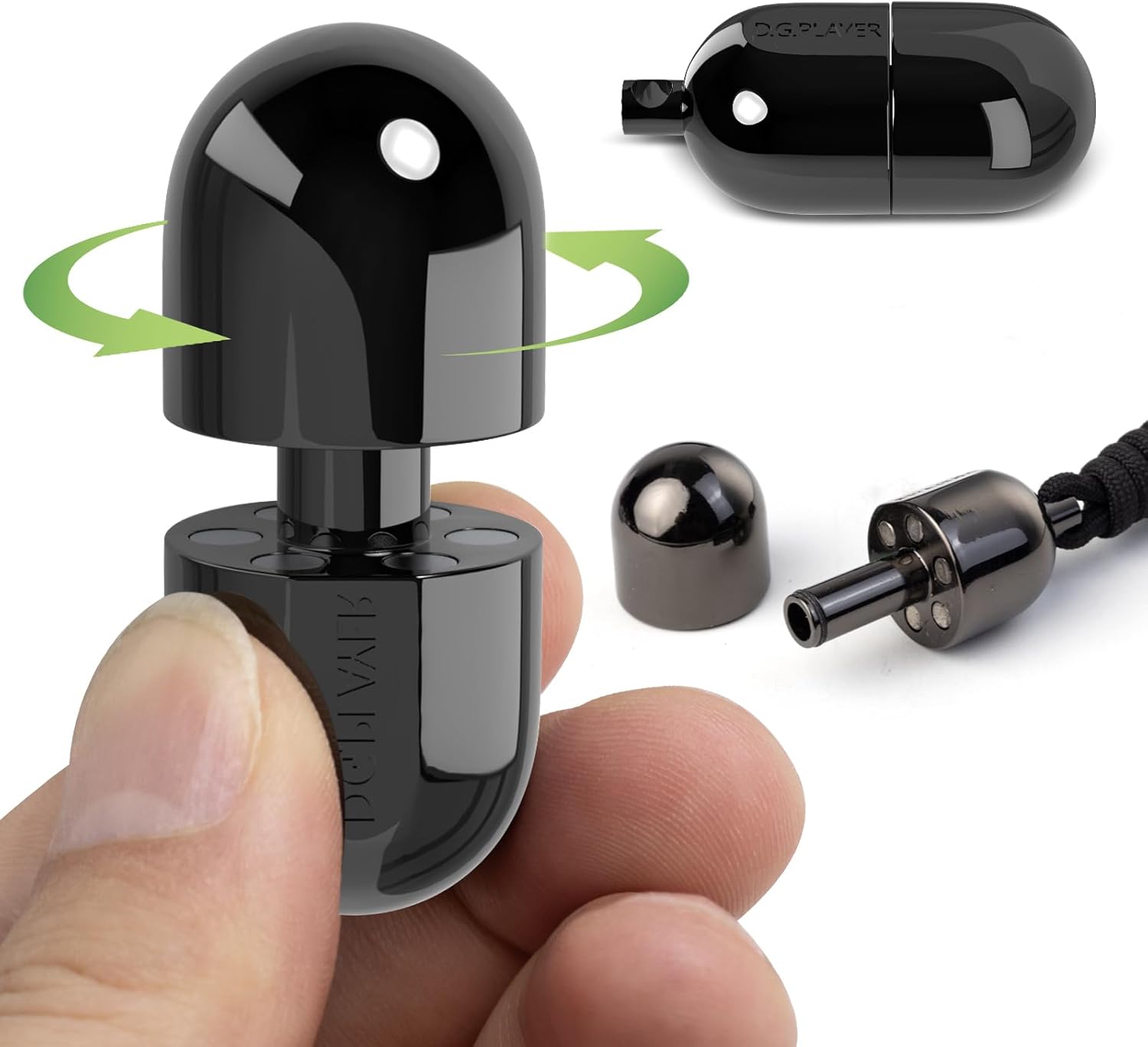 D.G. PLAYER Fidget Toys Adults: Premium Capsules Metal Magnetic Fidget Slider Cliker– Spin, Push, Wear as Pendant – Ultimate Stress Relief & Focus Enhancer for Busy Hands(Black)