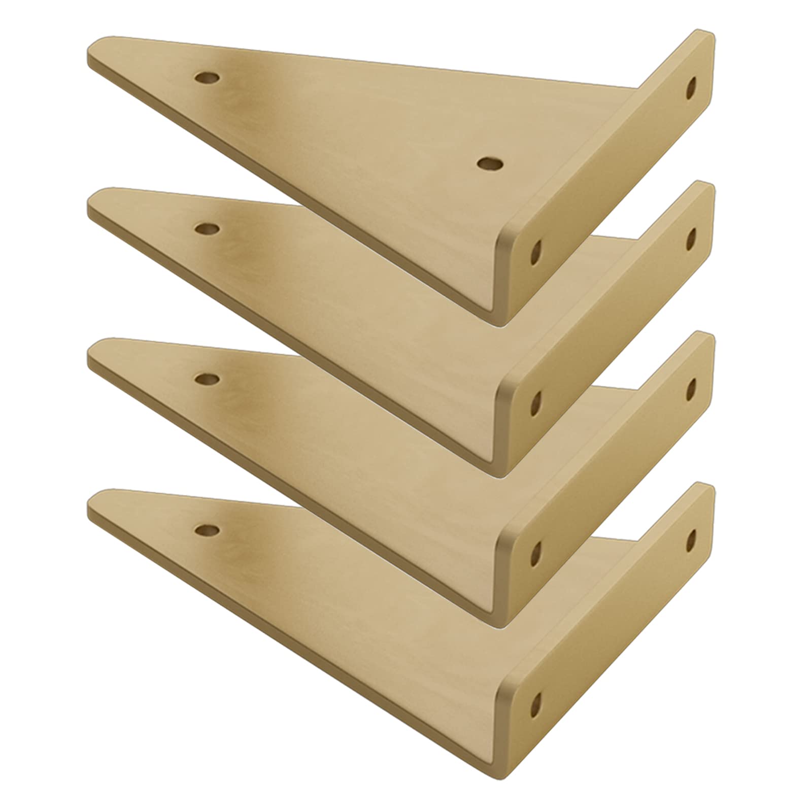 Xiaodanhua Gold 4 Pcs Invisible Shelf Brackets Triangle Shelves Brackets Metal Iron Floating Shelf Supports 3Mm Thick, With Mounting Accessories (230Mm/9In)