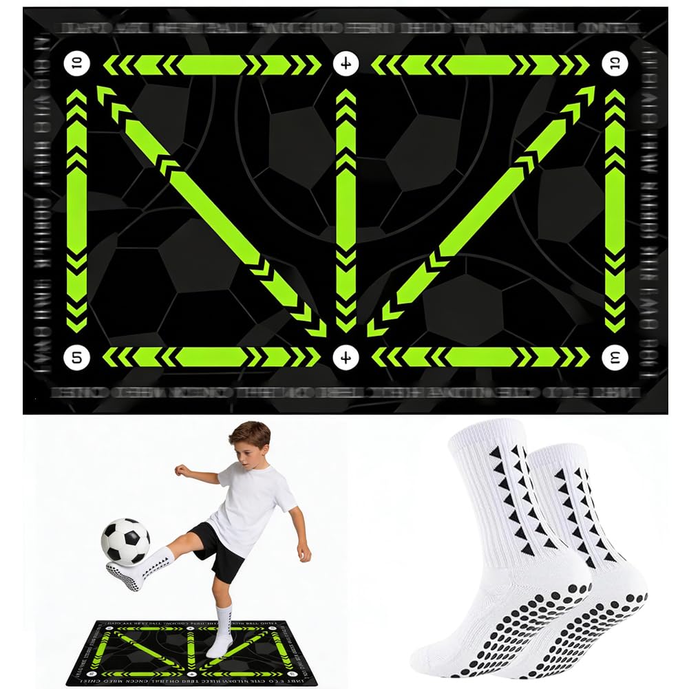 Football Training Mat Soccer Training Skills XL 50x80cm Football Gifts for Boys | Pro Dribble Ball Control & Stress Relief Games for Boys & Teenage, Birthday Christmas Gifts with a Pairs of Socks