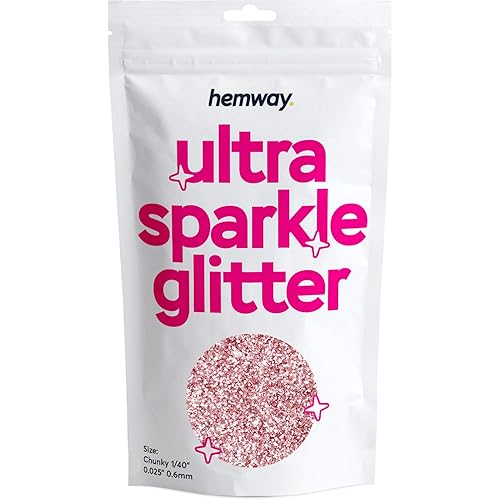 Hemway Premium Ultra Sparkle Glitter Multi Purpose Metallic Flake for Arts Crafts Nails Cosmetics Resin Festival Face Hair - Light Rose Gold - Chunky (1/40" 0.025" 0.6mm) 100g / 3.5oz