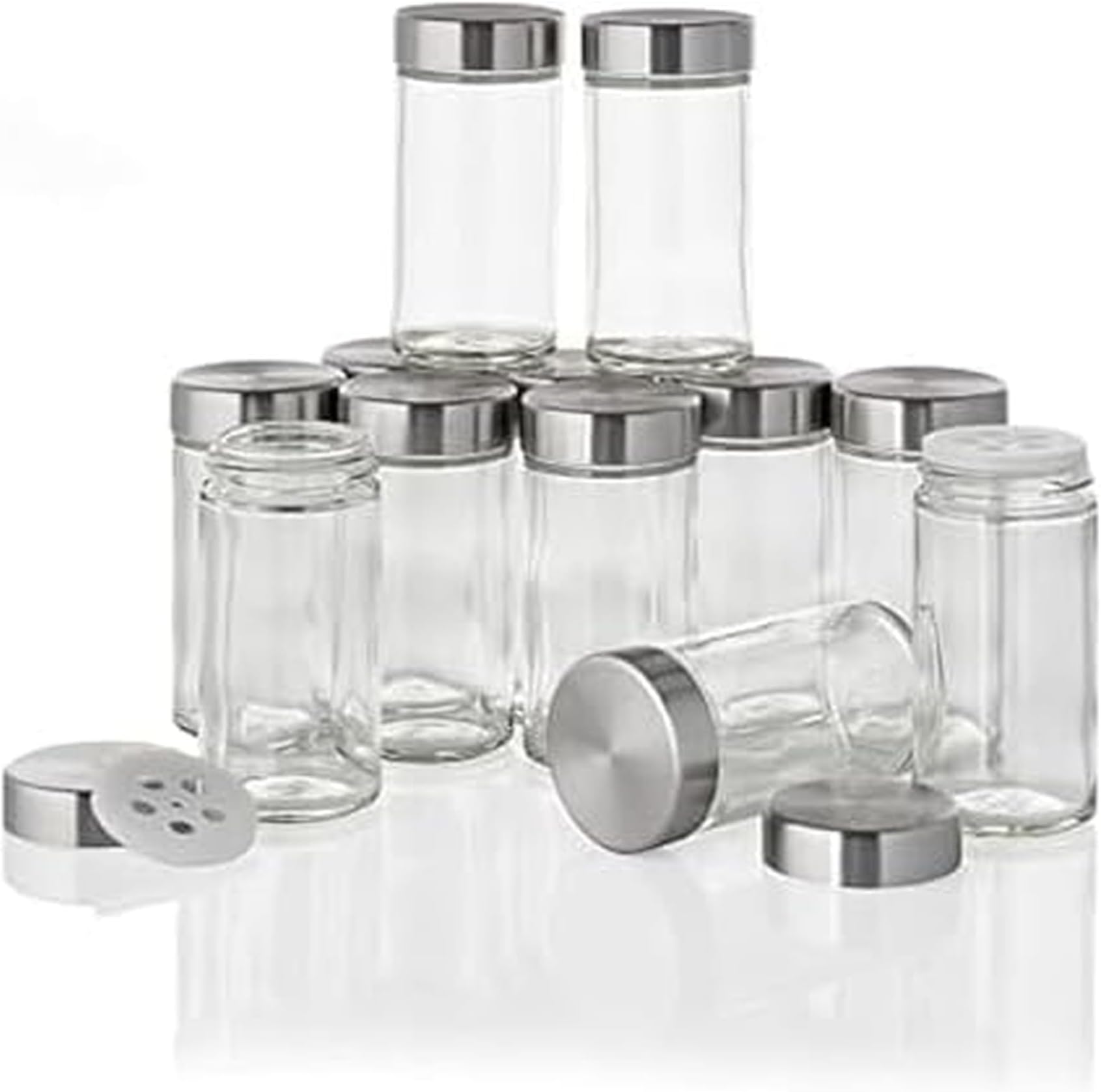 Kamenstein Empty Jars, Set of 12, 3 Ounce, Silver Cap