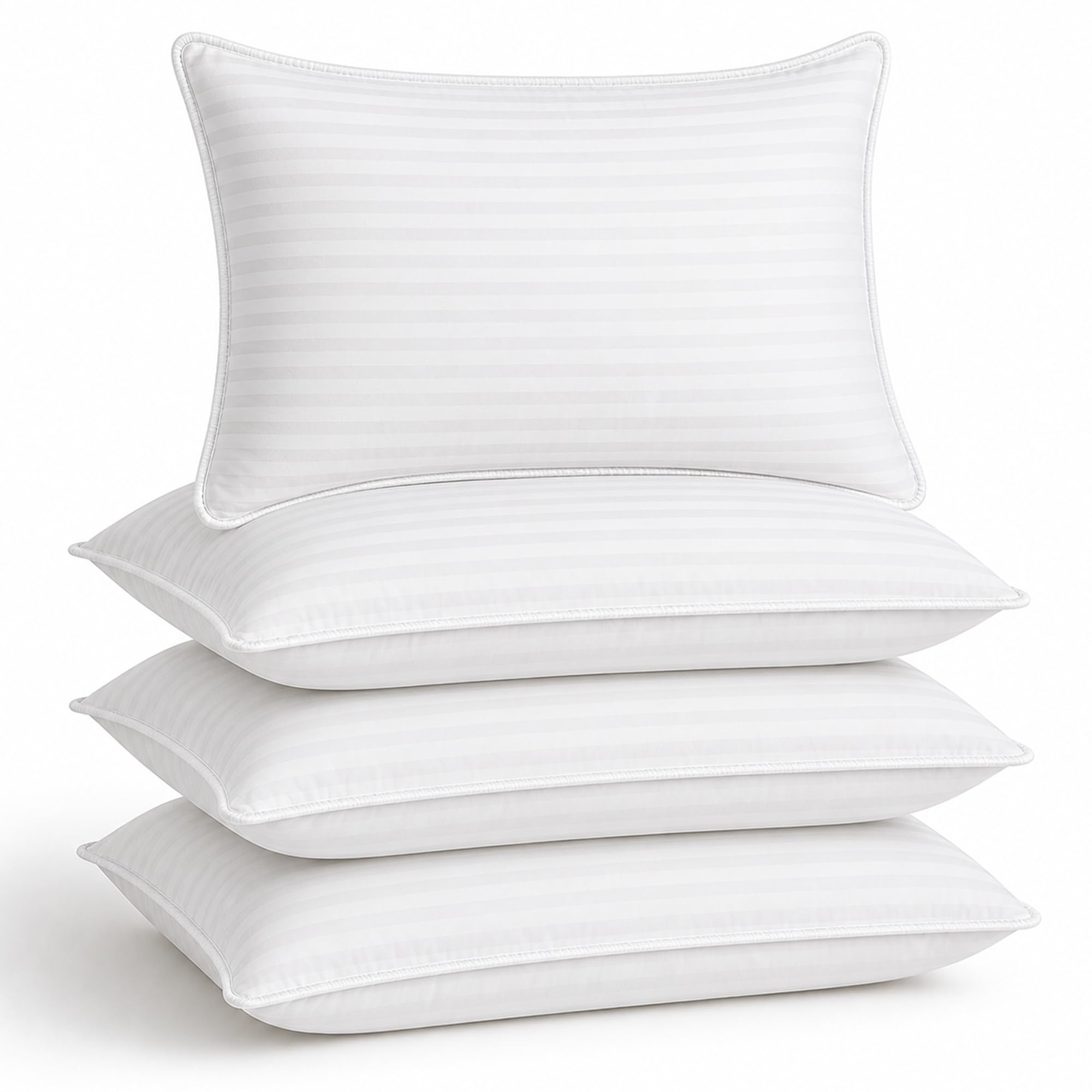 Linen Empire 4 Pack Pillow Hotel Quality Bed Stripe Pillows - Medium Support Ultrabounce Pillows for Side & Back Sleepers - Soft, Bouncy, Hypoallergenic Striped Pillows for Sleeping & Bedroom Use