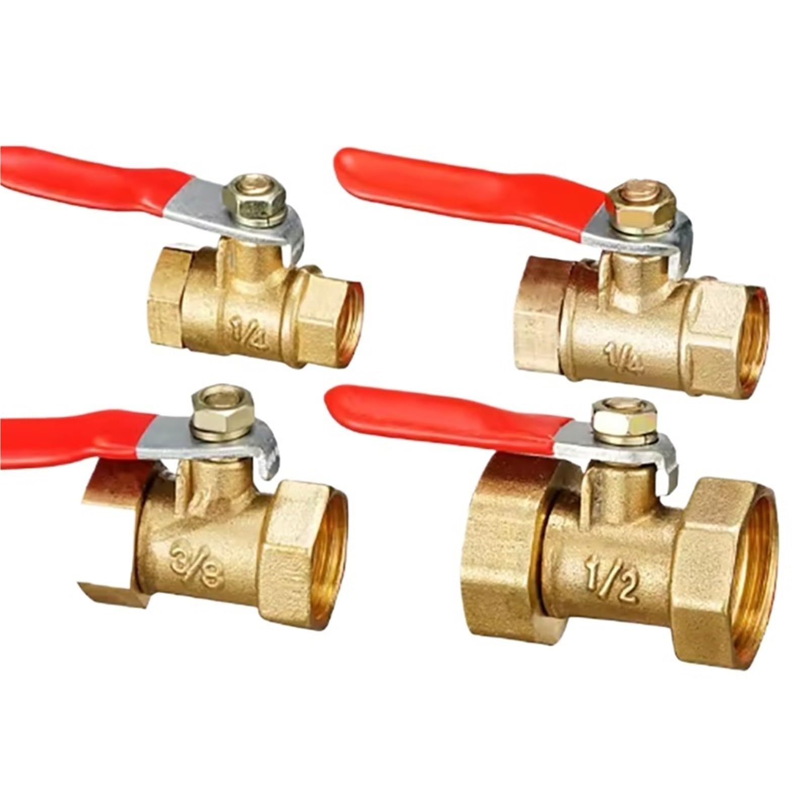 Mosiężny zawór kulowy 1/4'' 3/8'' 1/2'' gwint wewnętrzny zawór kulowy mosiężne złącze złącze węża miedzianego łącznik łącznik (A)