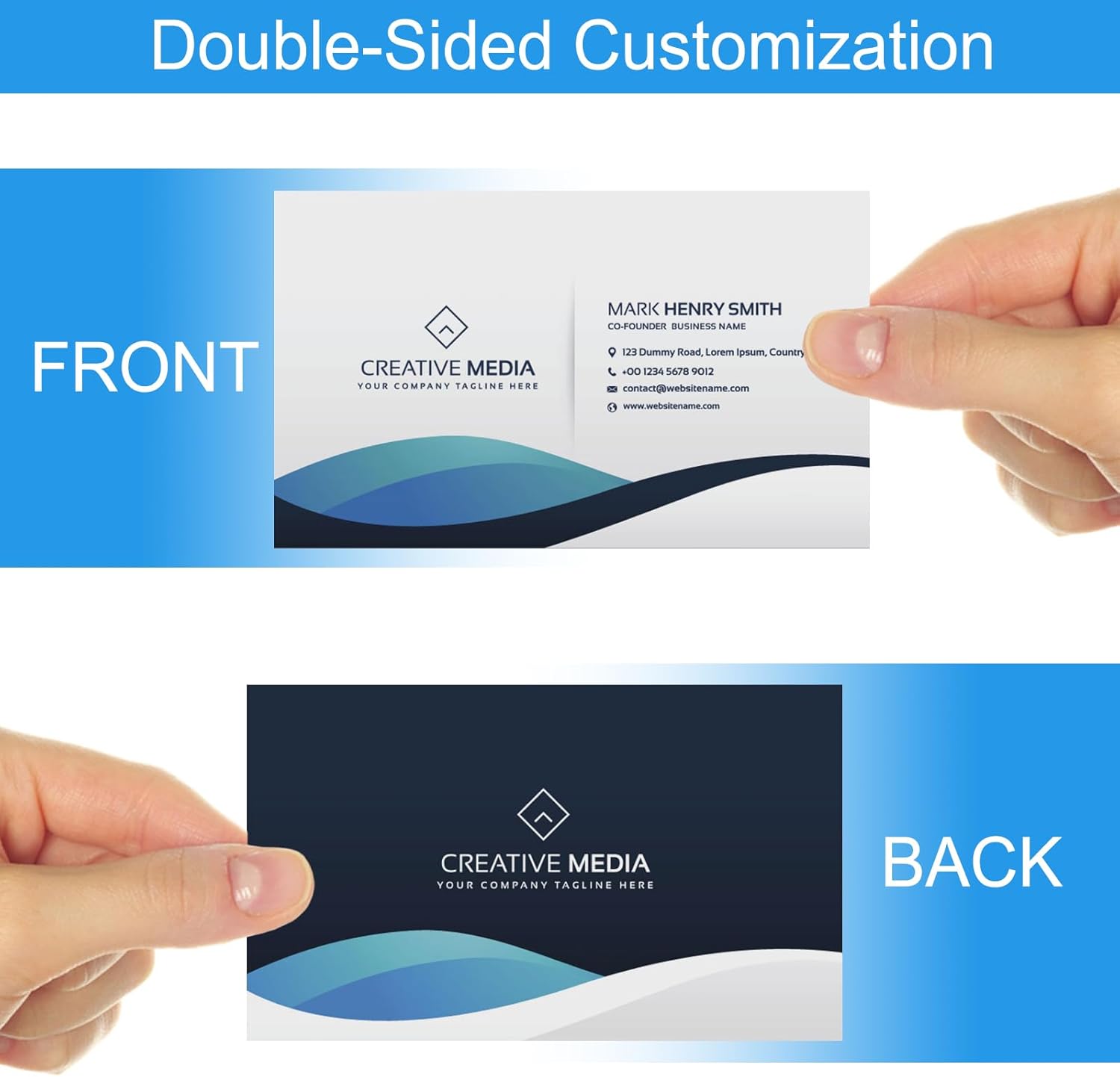 Custom Business Cards Customized with Logo 1000 500 200 100 Personalized Business Cards Customizable with Photo for Small Business Printable Waterproof Double-Sided 3.5" x 2"-Custom 1000PCS