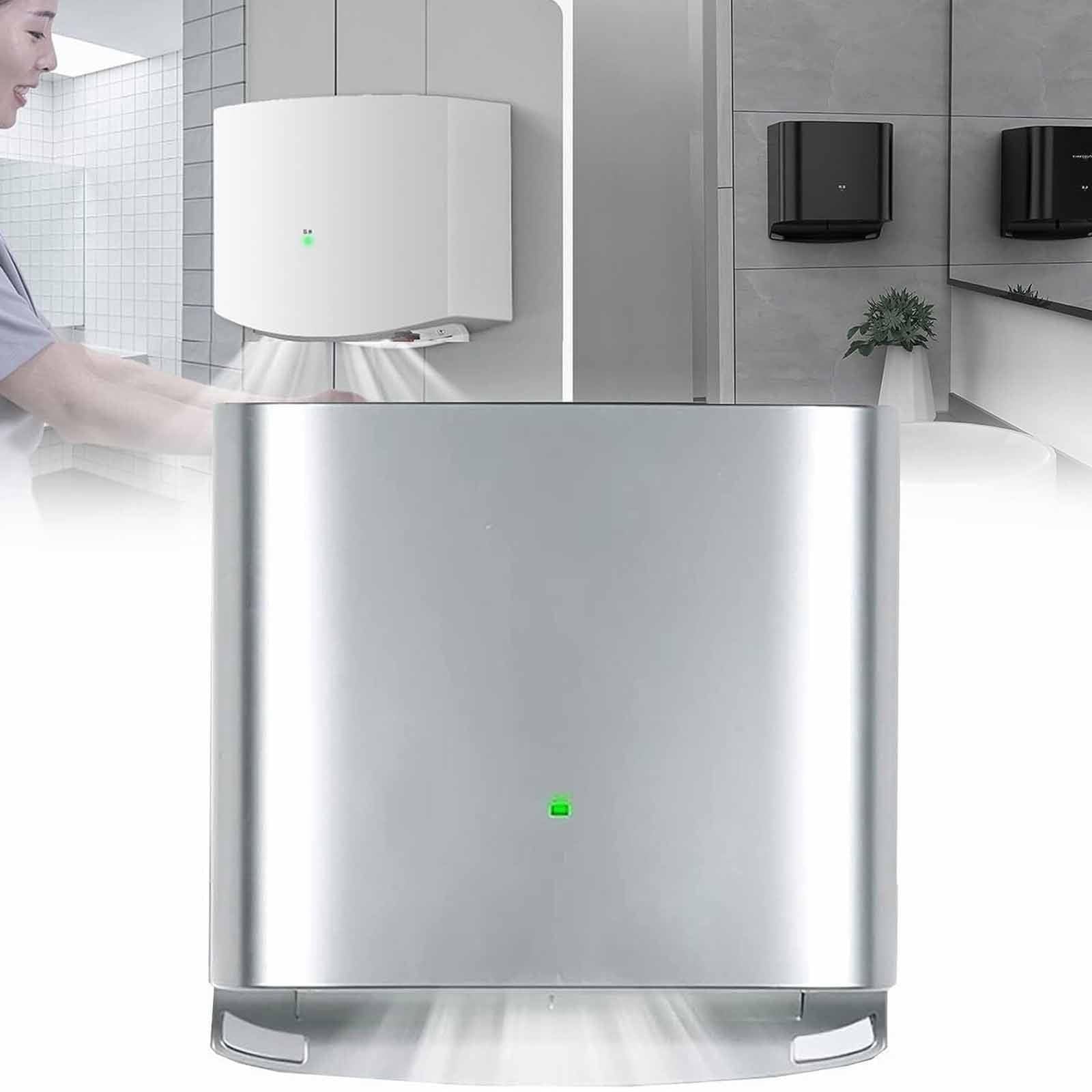 Secador de manos automático por inducción,secador de manos eléctrico de alta velocidad y ahorro de energía,secador de manos montado en la pared,ajustable en frío y calor,para cocina,inodoro Silver