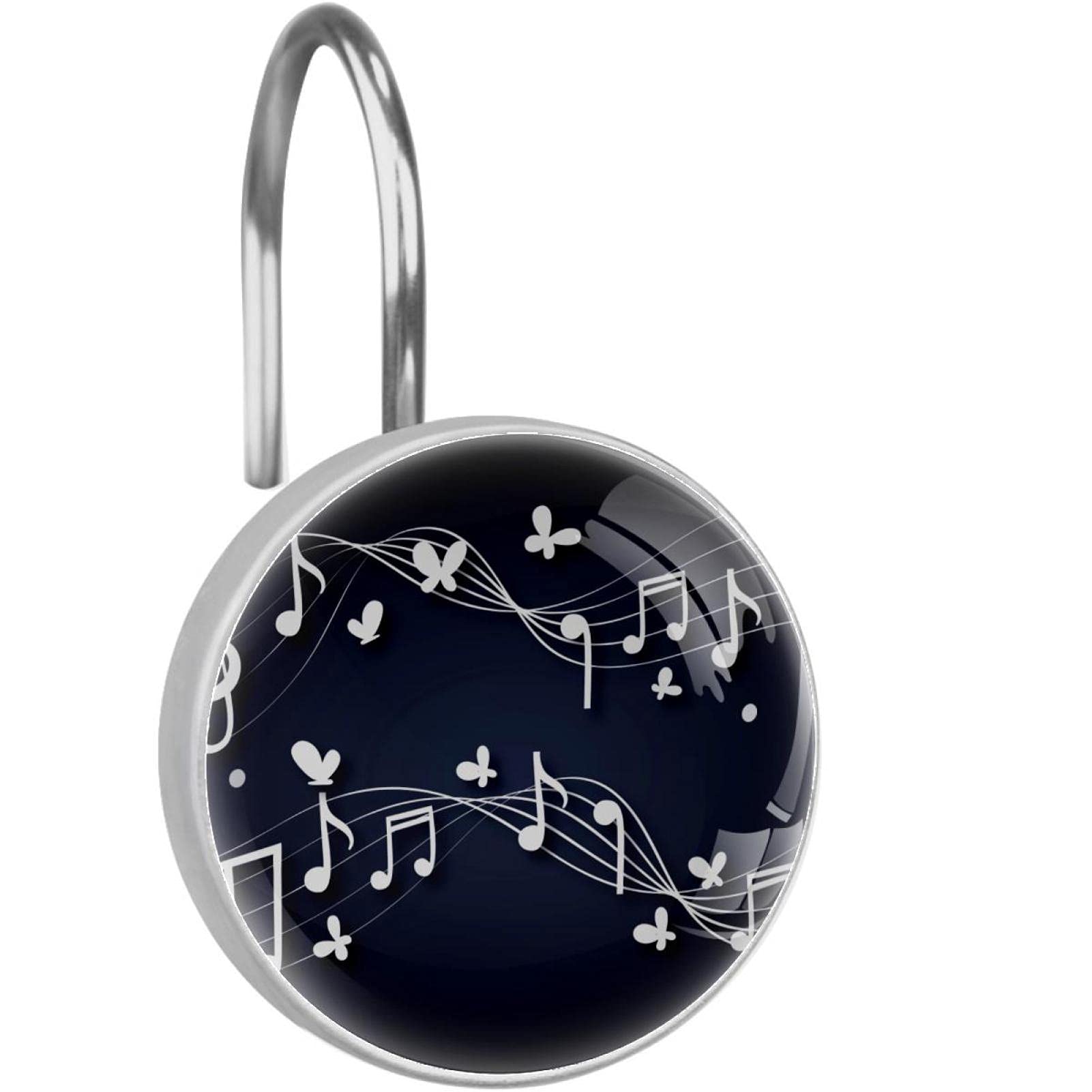 Anneaux rideau de douche anti rouille en acier inoxydable notes musique