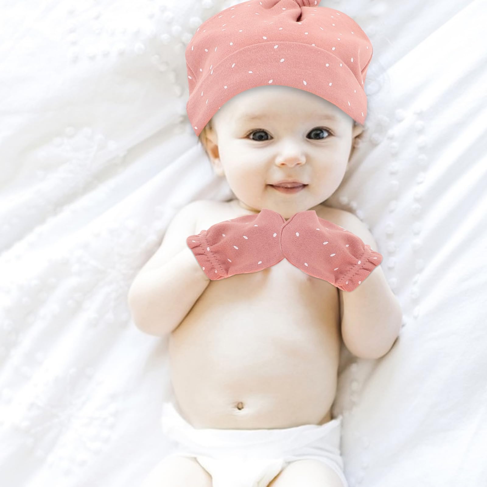 LIFKOME 5 Sets Baby-Mütze, Fäustlinge und Socken: – Weiche Baumwollmützen zur Neugeborenenpflege mit Handschuhen und Socken – um die kleinen Hände und Füße warm zu halten