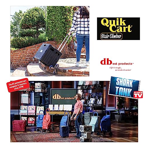 Image of dbest Products Quik Cart Stair Climber Wheeled Rolling Crate Teacher Utility with seat Heavy Duty Collapsible Basket with Handle, 18 inch D x 17 inch W x 39 inch H, Black