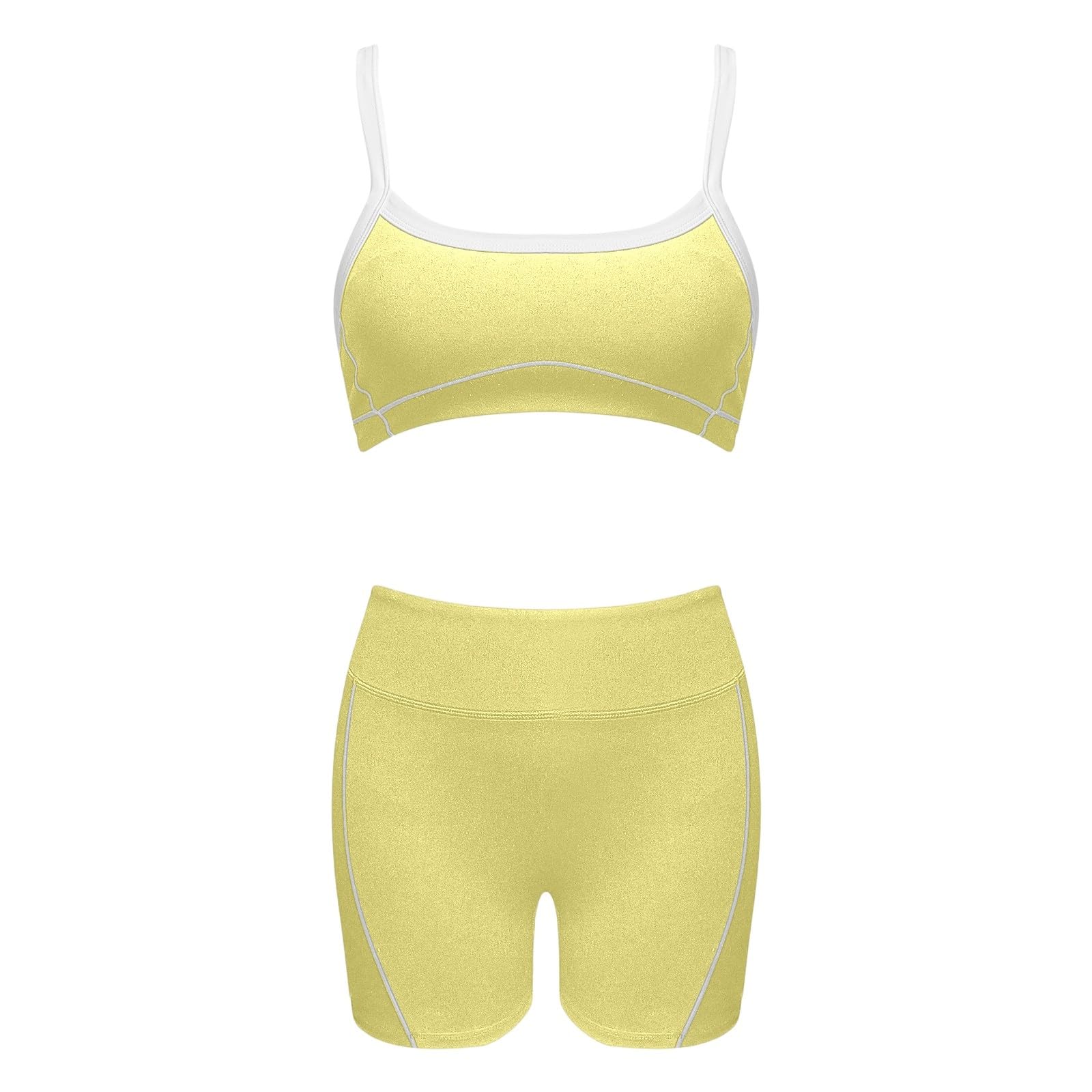 Generisch Damen Kurzhose-Hochwertige Yoga-Shorts nahtloses Workout-Outfit für Fitness Laufen Sport Damen Trainingsanzug mit Streifen Design atmungsaktive Shorts Hose für Outdoor Aktivitäten