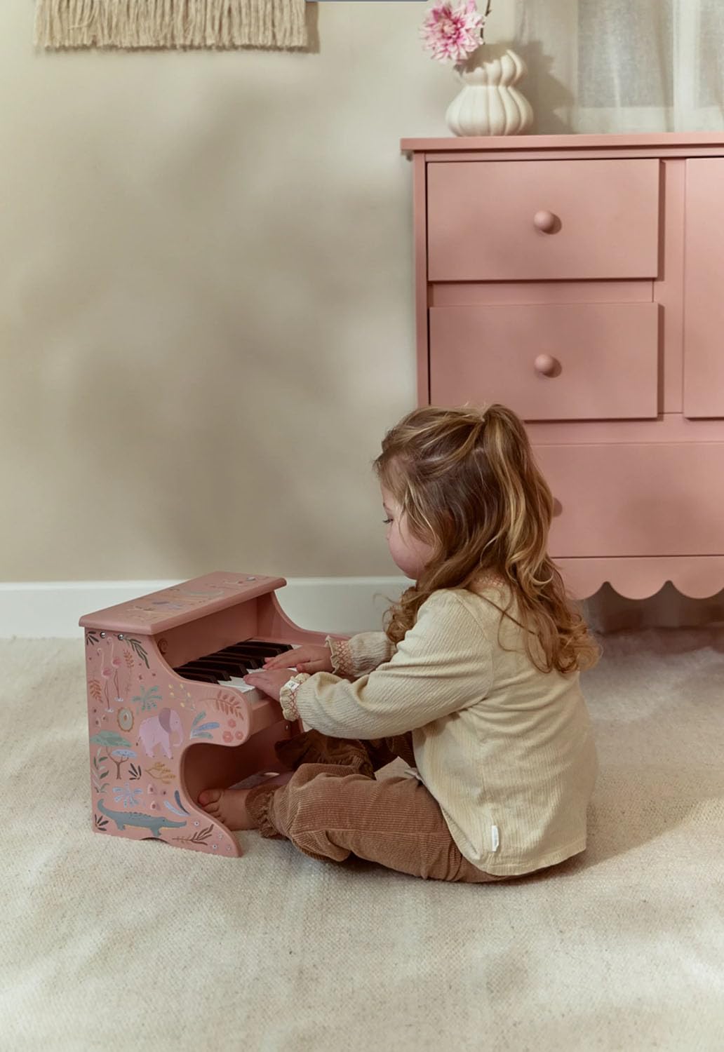 Little Dutch Kinder Piano - Klavier - Holzklavier - Holzpiano - für Mädchen ab 3 Jahren - Safari Friends - rosa