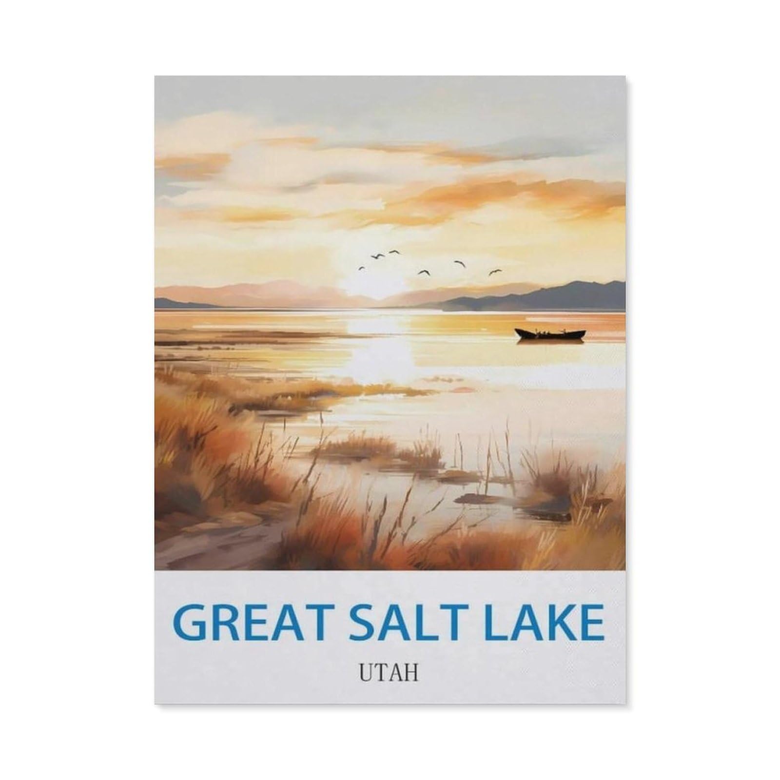 BEAYODKP Diamond Painting，Great Salt Lake Utah，Diamond Painting Art Embroidery Cross Stitch Pictures Gift Wall Decoration（40 x 50 cm/15.74 x 19.68 inches）-CK90