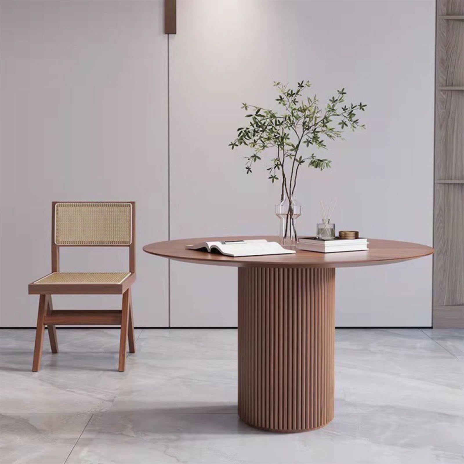 Moderna mesa de comedor redonda de madera maciza para mesa de cocina circular rústica para muebles de restaurante - Solo mesa de comedor