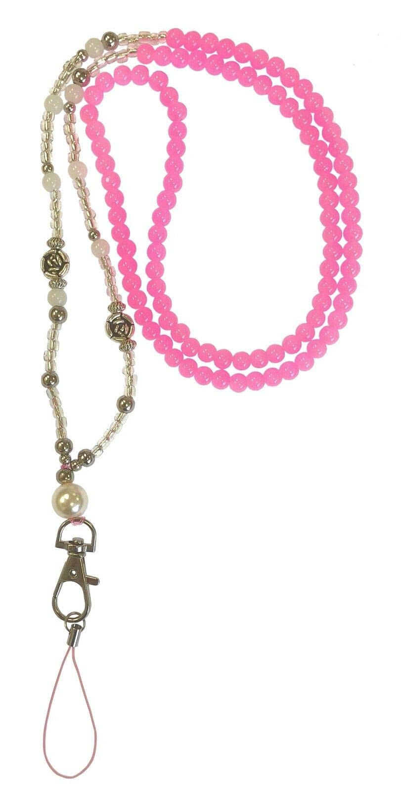 PCL Media ltd Beaded Lanyards for Teacher and schools & Work for displaying your ID Card Holder and ID Badge (Pink)