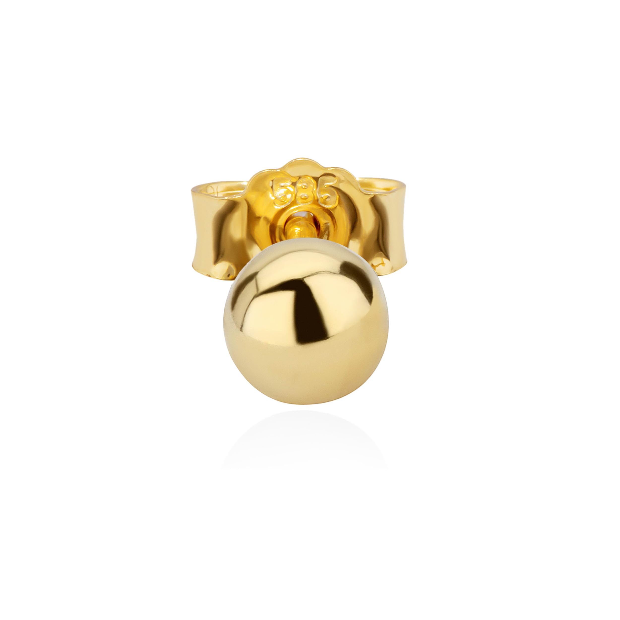 NKlaus Ohrstecker aus 585 Gelbgold in Kugelform, Ø 3–6mm, einzeln, 1 Stück