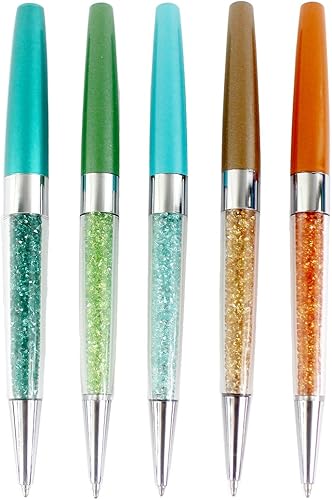 Miniatura 10 de Gullor Bolígrafo retráctil con diamantes de imitación brillantes y brillantes, 5 unidades, estilo A