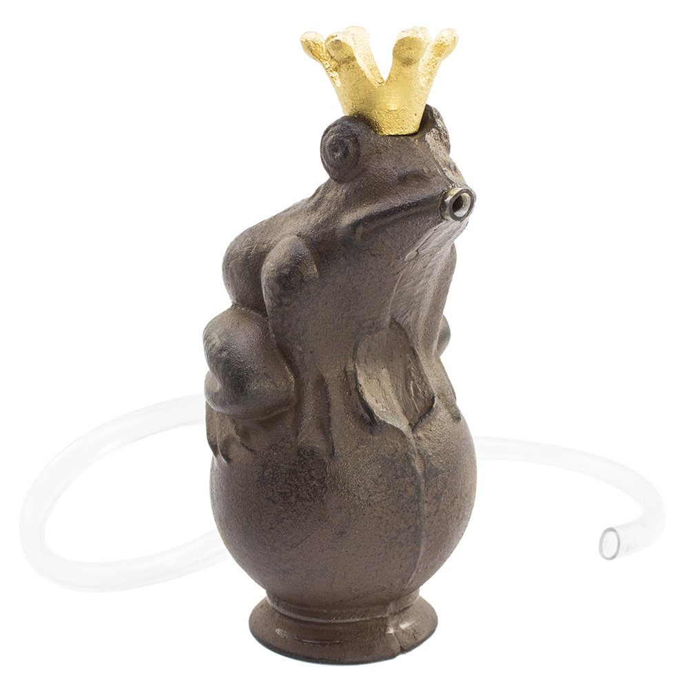 com-four® Figura de Fuente de Hierro Fundido Frog Prince con diseño de Rana con Corona de Oro con Bomba de 2.5